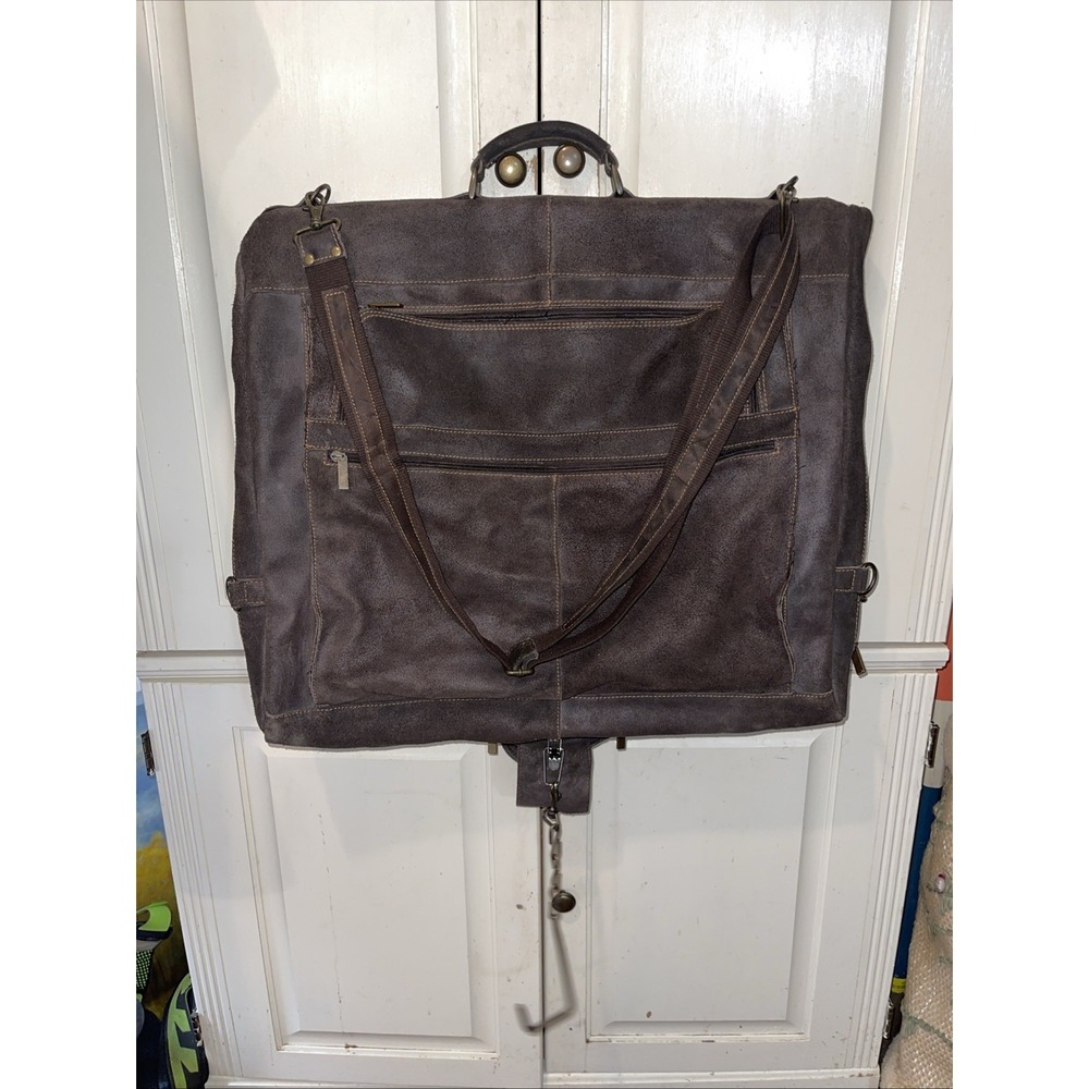 100% Genuine Suede Leather Garment Travel Bag Made In Columbiaโ Brown